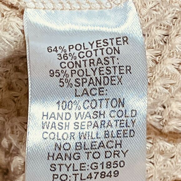 Umgee Tan Beige Fringe Waffle Knit Dolman Sleeve Sweater Size S - Picture 9 of 9